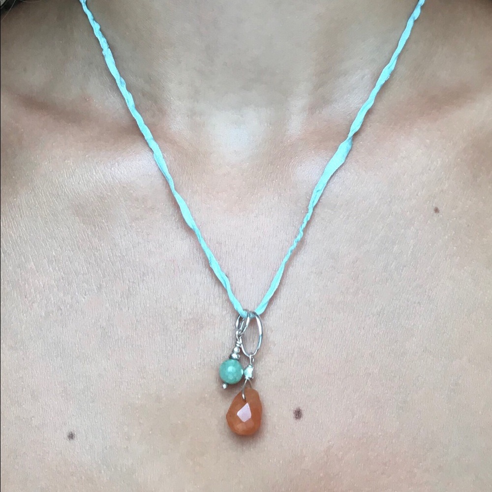 Orange & Green Agate Necklace